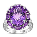 African Amethyst, White Zircon Solitaire Ring in Platinum Over Sterling Silver (Size 10.0) 11.10 ctw - Sticky add to cart bar