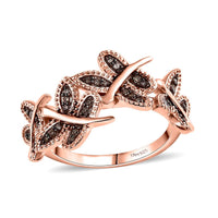 Natural Champagne Diamond Ring in Vermeil Rose Gold Over Sterling Silver (Size 10.0) 0.25 ctw