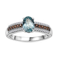Aqua Kyanite, Brown and White Zircon Ring in Platinum Over Sterling Silver (Size 10.0) 1.30 - Sticky add to cart bar