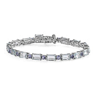 Premium Mangoro Aquamarine and Tanzanite Bracelet in Platinum Over Sterling Silver (6.50 In) 11.40 ctw