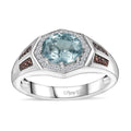 Premium Aqua Kyanite, Brown and White Zircon Men's Ring in Platinum Over Sterling Silver (Size 12.0) 2.35 ctw - Sticky add to cart bar