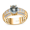 Premium Mangoro Aquamarine and White Zircon Ring in Vermeil Yellow Gold Over Sterling Silver (Size 6.0) 2.40 ctw - Sticky add to cart bar