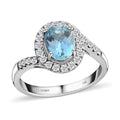 Luxoro 14K White Gold AAA Santa Maria Aquamarine and G-H I2 Diamond Ring (Size 10.0) 4.10 Grams 1.50 ctw - Sticky add to cart bar