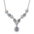 Santa Maria Aquamarine and White Zircon Halo Necklace 18-20 Inches in Platinum Over Sterling Silver 1.35 ctw - Sticky add to cart bar