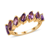 African Amethyst 7 Stone Ring in Vermeil YG Over Sterling Silver (Size 10.0) 2.00 ctw