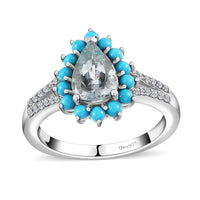 Premium Mangoro Aquamarine and Multi Gemstone Ring in Platinum Over Sterling Silver (Size 10.0) 1.80 ctw