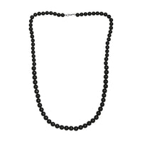 Shungite Beaded Necklace 30 Inches in Rhodium Over Sterling Silver 400.00 ctw