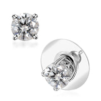 Moissanite Solitaire Stud Earrings in Platinum Over Sterling Silver 1.50 ctw