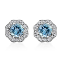 Certified Iliana AAA Santa Maria Aquamarine, Diamond Earrings in 18K White Gold 1.60 ctw