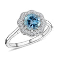 Certified & Appraised 18K White Gold AAA Santa Maria Aquamarine and G-H SI Diamond Ring 1.35 ctw - Sticky add to cart bar
