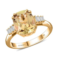 Certified & Appraised Luxoro 14K Yellow Gold AAA Turkizite and G-H I2 Diamond Ring 3.50 ctw
