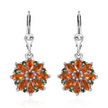 Crimson Fire Opal and Chrome Diopside Lever Back Earrings in Platinum Over Sterling Silver 2.00 ctw - Sticky add to cart bar