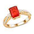 Certified & Appraised Luxoro 14K YG AAA Mexican Cherry Fire Opal and I2 Diamond Ring 1.40 ctw - Sticky add to cart bar