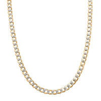 14K Yellow and White Gold Cuban White Pave Chain Necklace 24 Inches 8.63 Grams