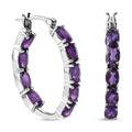 African Amethyst Hoop Earrings in Platinum Over Sterling Silver 7.90 ctw - Sticky add to cart bar