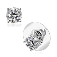 Moissanite Solitaire Stud Earrings in Platinum Over Sterling Silver