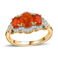AAA Crimson Fire Opal, Brown and White Zircon Ring in Vermeil YG Over Sterling Silver (Size 10.0) 1.35 ctw - Sticky add to cart bar