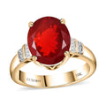 Luxoro 10K Yellow Gold Premium Crimson Fire Opal and G-H I2 Diamond Ring (Size 6.0) 4.25 Grams 3.15 ctw - Sticky add to cart bar