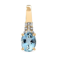 Luxoro 10K Yellow Gold Premium Santa Maria Aquamarine and G-H I2 Diamond Pendant without Chain 1.75 ctw