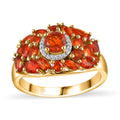 Crimson Fire Opal and White Zircon Ring in Vermeil Yellow Gold Over Sterling Silver (Size 10.0) 1.90 ctw - Sticky add to cart bar