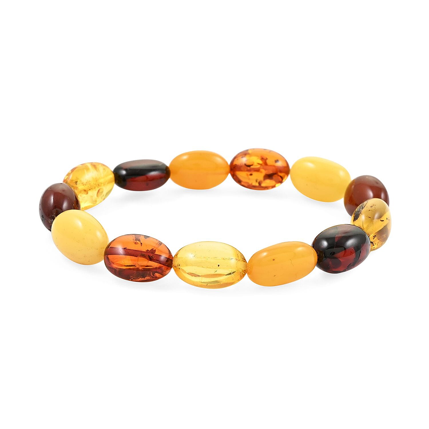 Multi Color Amber Beaded Stretch Bracelet