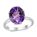 Premium Rose De France Amethyst (Ovl) Solitaire Ring in Sterling Silver (Size 10.0) 4.35 ctw - Sticky add to cart bar