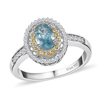Premium Marine Kyanite, Multi Gemstone Ring in Platinum Over Sterling Silver (Size 10.0) 1.35 ctw