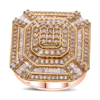 Natural Champagne Diamond Ring in Vermeil Rose Gold Over Sterling Silver (Size 10.0) 1.50 ctw