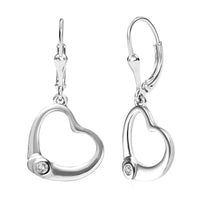 Moissanite Heart Lever Back Earrings in Platinum Over Sterling Silver 0.10 ctw