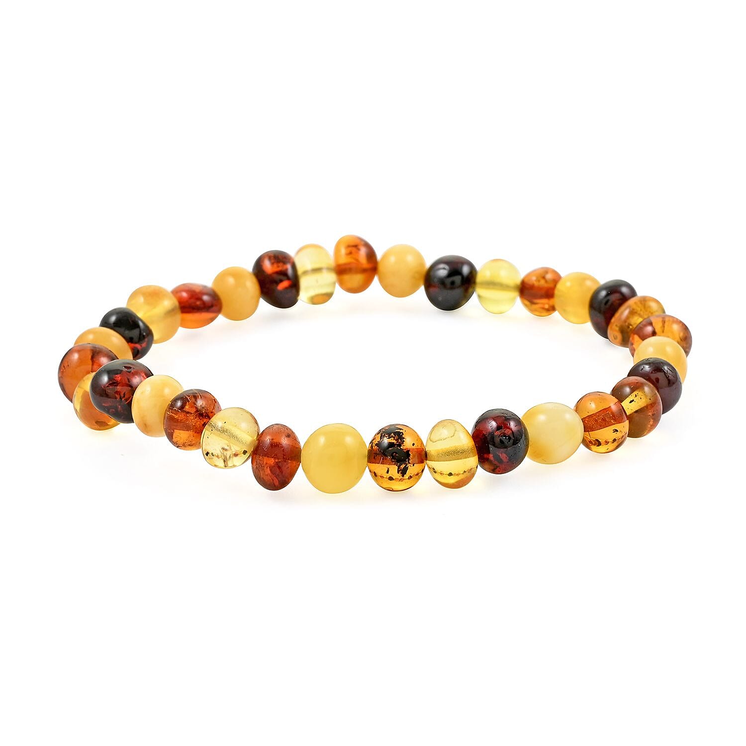 Baltic Amber Fusion Beads Stretch Bracelet