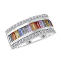 Multi Sapphire, White Zircon Ring in Platinum Over Sterling Silver (Size 10.0) 3.15 ctw - Sticky add to cart bar