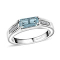 Aqua Kyanite and Moissanite Ring in Platinum Over Sterling Silver 1.10 ctw - Sticky add to cart bar