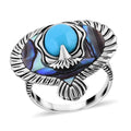Bali Legacy Sleeping Beauty Turquoise and Abalone Shell Bird Ring in Sterling Silver (Size 10.0) 3.00 ctw - Sticky add to cart bar