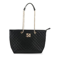 Badgley Mishka Black Vegan Leather Quilted Tote (17"x19.5"x5")