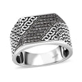 Black Diamond (IR) Ring in Platinum Over Sterling Silver (Size 10.0) 0.50 ctw - Sticky add to cart bar