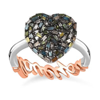 GP Mother Day Collection Multi Diamond (Natural & IR) Heart Ring in Sterling Silver (Size 10.0) 0.35 ctw