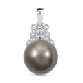 Certified & Appraised Iliana 18K White Gold AAA Tahitian Pearl 10-10.5mm and SI Diamond Pendant without Chain 0.13 ctw - Sticky add to cart bar
