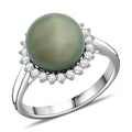 Certified & Appraised Iliana 18K White Gold AAA Tahitian Pearl 9.5-10mm and SI Diamond Ring (Size 10.0) 0.26 ctw - Sticky add to cart bar
