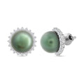 Certified & Appraised Iliana 18K White Gold AAA Tahitian Pearl 8-8.50mm and SI Diamond Earrings 0.32 ctw - Sticky add to cart bar