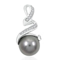 Certified & Appraised Iliana 18K White Gold AAA Tahitian Pearl 9.5-10mm and SI Diamond Pendant without Chain 0.16 ctw - Sticky add to cart bar