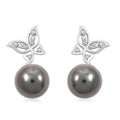 Certified & Appraised Iliana 18K White Gold AAA Tahitian Pearl 10-10.5mm and SI Diamond Earrings 0.18 ctw - Sticky add to cart bar
