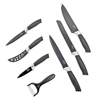 Closeout Black and Silver 7pc Kitchen Knife Set