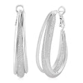 TLV Sparkly White Austrian Crystal Inside Out Hoop Earrings in Silvertone - Sticky add to cart bar