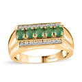 Kagem Zambian Emerald, White Zircon Men's Ring in Vermeil YG Over Sterling Silver (Size 10.0) 1.25 ctw - Sticky add to cart bar
