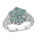 Premium Grandidierite, White Zircon Floral Ring in Platinum Over Sterling Silver (Size 10.0) 1.50 ctw - Sticky add to cart bar