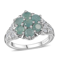 Premium Grandidierite, White Zircon Floral Ring in Platinum Over Sterling Silver (Size 10.0) 1.50 ctw