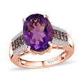 Premium Rose De France Amethyst and Multi Gemstone Ring in Vermeil Rose Gold Over Sterling Silver (Size 10.0) 6.00 ctw - Sticky add to cart bar