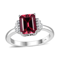 Luxoro 14K White Gold AAA Ouro Fino Rubellite and G-H I2 Diamond Ring (Size 9.0) 2.90 ctw