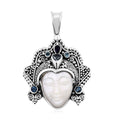 Sajen Silver Mother Of Pearl and Multi Gemstone Pendant without Chain in Sterling Silver 2.90 ctw - Sticky add to cart bar