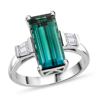 Certified & Appraised Rhapsody 950 Platinum AAAA Monte Belo Indicolite and E-F VS Diamond Ring 8 Grams 6.80 ctw
